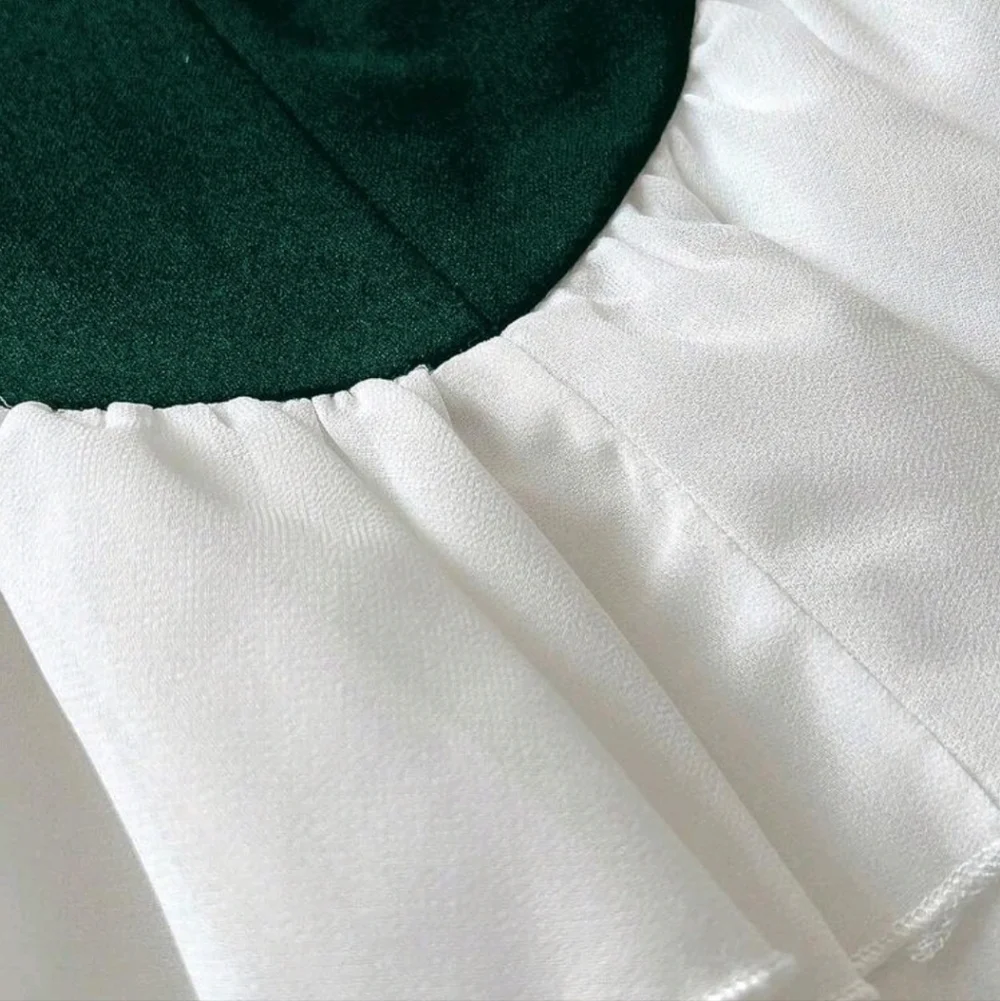 Shein Viva Relle 2XL Women's Elegant Romantic Sexy Green & White Ruffle Dress - Picture 3 of 7